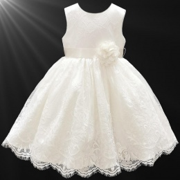 Baby Girls Ivory Fringe Lace Christening Dress